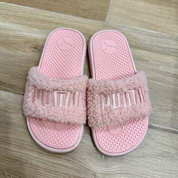 Puma Pink Cool Cat Sherpa Slide Sandals - Picture 1 of 9